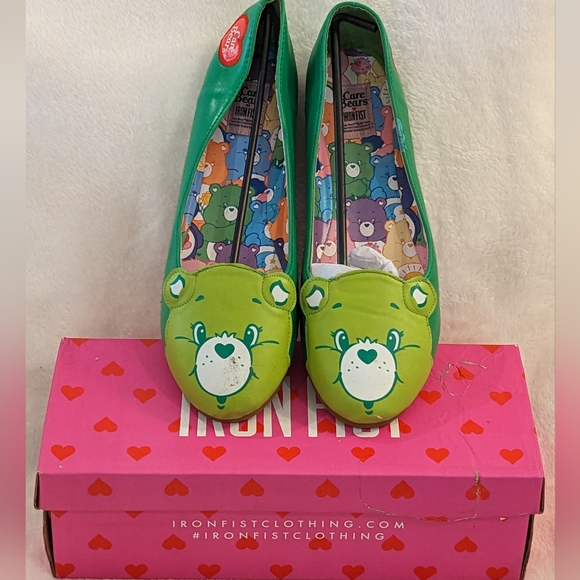 NEW RARE Good Luck Care Bear Iron Fist Green Ballet Flats US 10 11 UK 43 - Picture 16 of 16